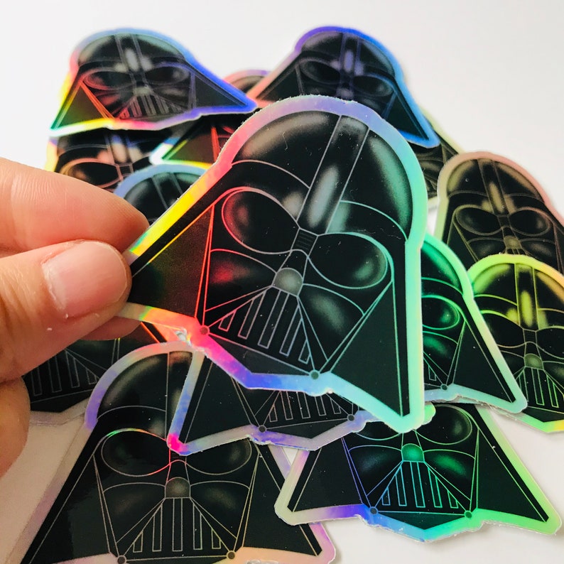 Holographic Darth Vader Helmet Sticker Hydroflask Sticker Etsy