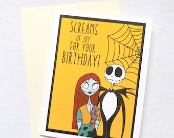 Personalized Nightmare Before Christmas Birthday Card – Jack & Sally, Gothic Theme, Customizable 2 thumbnail image