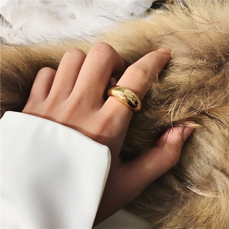 Gold Stackable Ring Set Dome Ring Gold Chunky Ring Gold Filled Ring ...