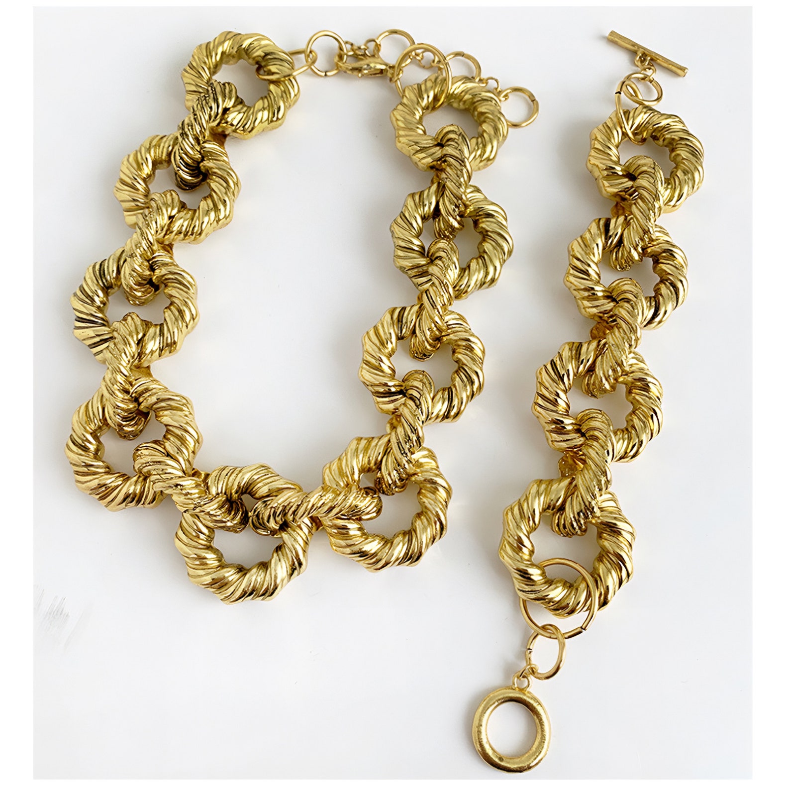 Chunky Gold Necklace Gold Statement Necklace Gold Vintage Etsy