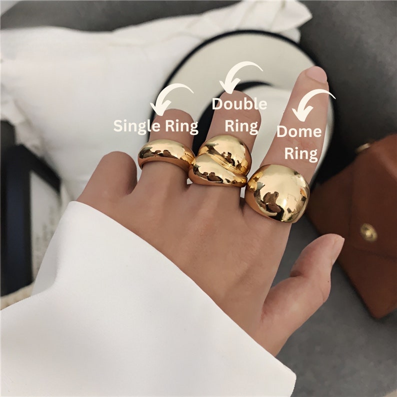 Gold Stackable Ring Set Dome Ring Gold Chunky Ring Gold Filled Ring ...