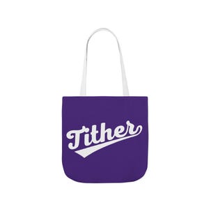 TITHER Baseball Script Tote Bag – Faith-Based Canvas Bag – Christian Giving Lifestyle Tote – Church & Everyday Bag