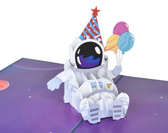 Astronaut Pop Up Card, 3D Birthday Card for Kids or Congratulations Cards for Scientists