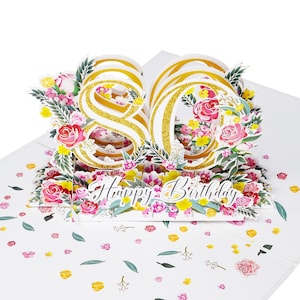 Happy 80th Birthday Pop Up 3D Greeting Card