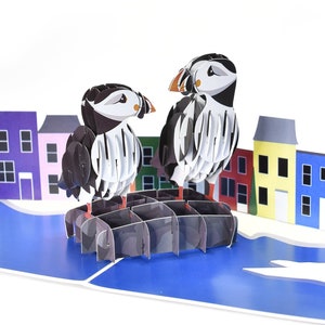 Puffin Couple 3D Pop Up Birthday Card, Valentines Day Card, Anniversary Card, Love Card