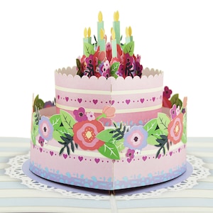 Carte de voeux pop-up Gâteau d'anniversaire avec bougies
