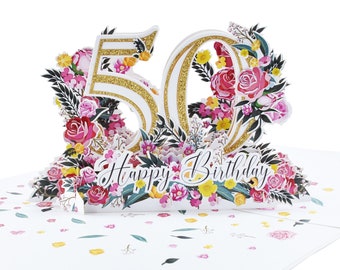 Biglietto pop-up di buon 50° compleanno
