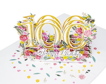 Happy 100th Birthday Pop Up 3D Greeting Card