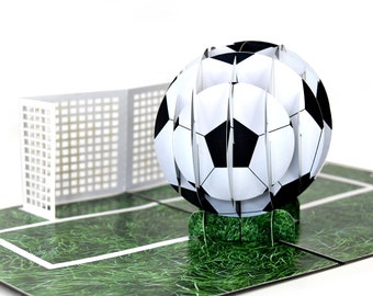 Soccer Pop Up Birthday Card, 3D Greeting Card, Congratulations Card for Sports Fan, Soccer Team