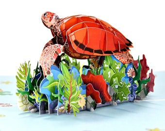 Turtle 3D Pop Up Card, Ocean Pop Up Birthday Card, All Occasions