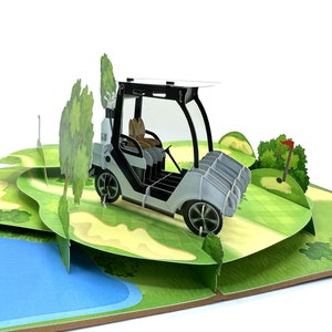 Carte pop-up terrain de golf - Idéale pour la fête des pères, les anniversaires, la retraite et les amateurs de golf