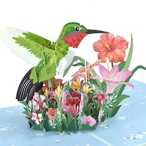 Carte pop-up Colibri, carte de fête des mères 3D, carte d'anniversaire, je pense à toi