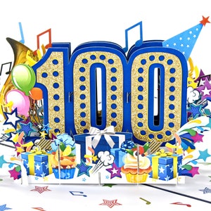 Carte pop-up 100e anniversaire pour homme, père, grand-père, ami