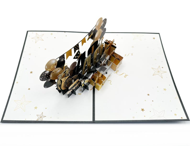 Happy 40th Birthday Pop up Card (black and Gold) - Etsy Canada