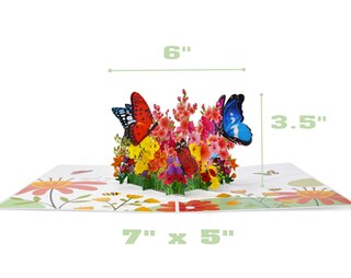 LINPopUp Biglietto Pop-Up 3D A Forma Di Farfalla Con Fiori - Fatto A Mano, Per Festa Della Mamma, Compleanno, Regalo, Senza Plastica