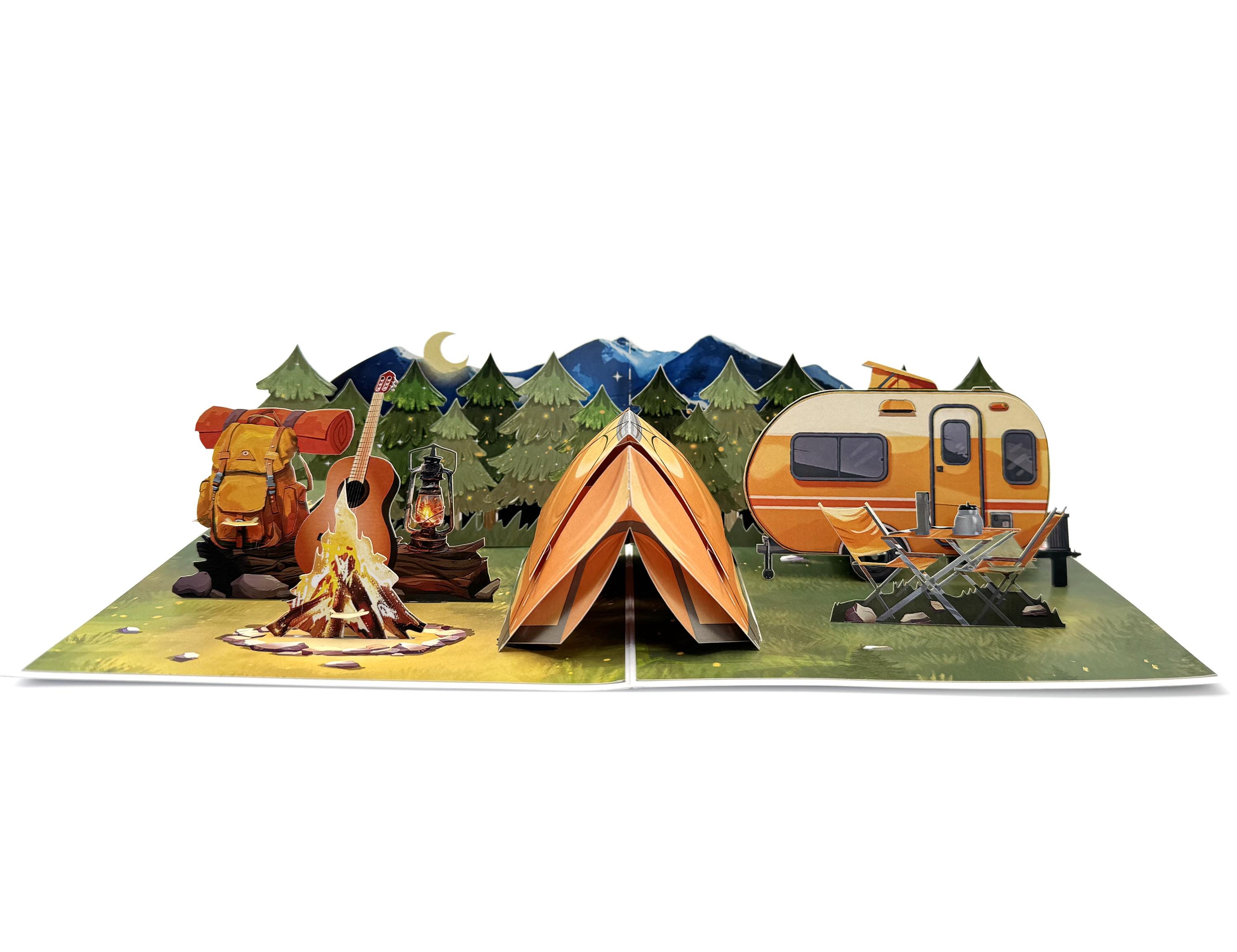Campfire Memories 3D Pop-Up Greeting Card, Birthday Card, Fathers Day Card, Anniversary Card, Retirement Card, Camping Card