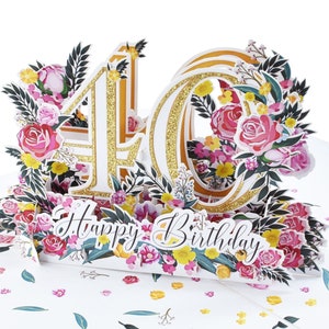 Carte de voeux 3D pop-up Joyeux 40e anniversaire