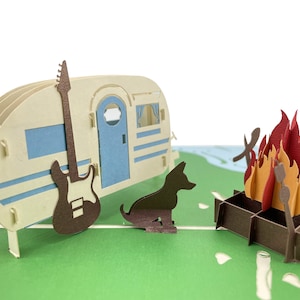 Carte pop-up camping, carte de voeux chalet 3D, carte fête des pères, carte Saint-Valentin pour lui, carte de retraite