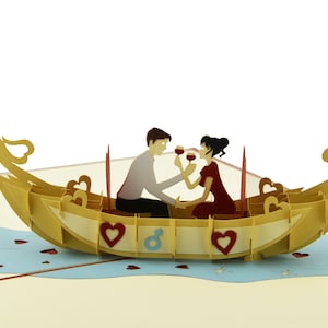 Love Boat Pop Up Carte de vœux pour la fête d'anniversaire, la Saint-Valentin, toutes les occasions