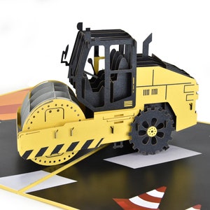 Carte pop-up camion à roulettes, carte d'anniversaire 3D pour ouvriers du bâtiment, architectes, enfants, fête des pères