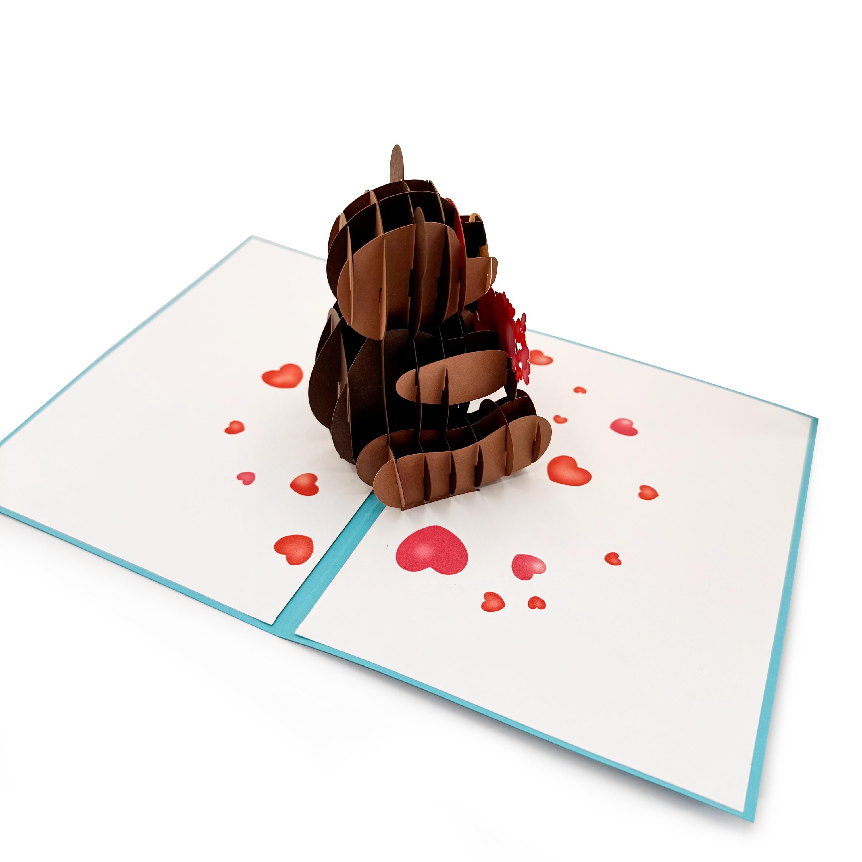 Teddy Bear Hugging Hearts Pop up 3D Birthday Card, Anniversary Card ...