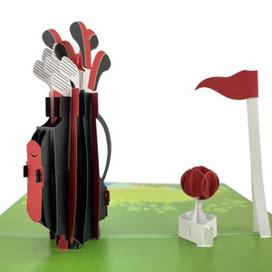Carte de vœux pop-up de golf, carte d’anniversaire, carte de Saint-Valentin pour lui, carte de retraite, cadeau de golfeur