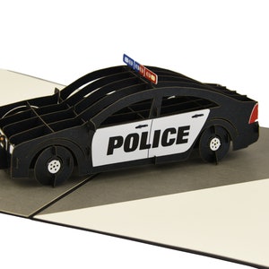Carte pop-up Voiture de police pour fête d'anniversaire Retraite Fête des pères Policiers Remise des diplômes Toutes les occasions