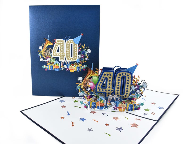Happy 40th Birthday Pop up Card (blue) - Etsy Australia