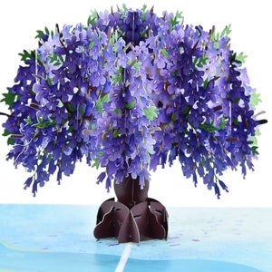 Carte de vœux pop-up Jacaranda Tree, carte d’anniversaire fleur violette 3D, carte de fête des mères, carte d’anniversaire, carte de retraite, penser à vous
