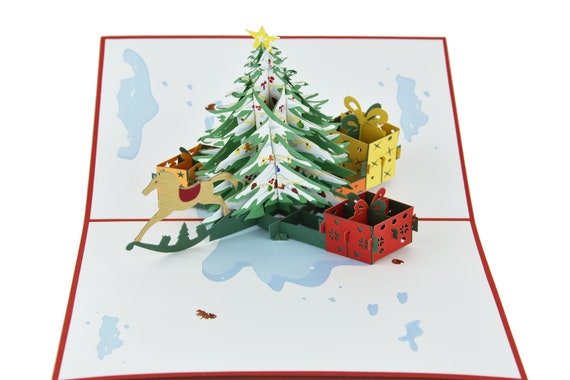 Carte Pop-up 3d Pour Arbre De Noël, Carte De Vœux De Noël