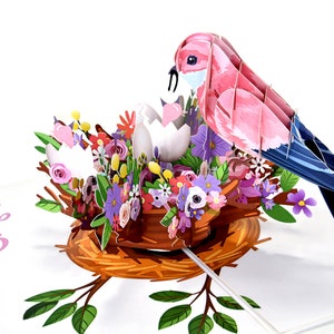 Birds Pop Up Card for Mothers Day, Birthday and all Occasions