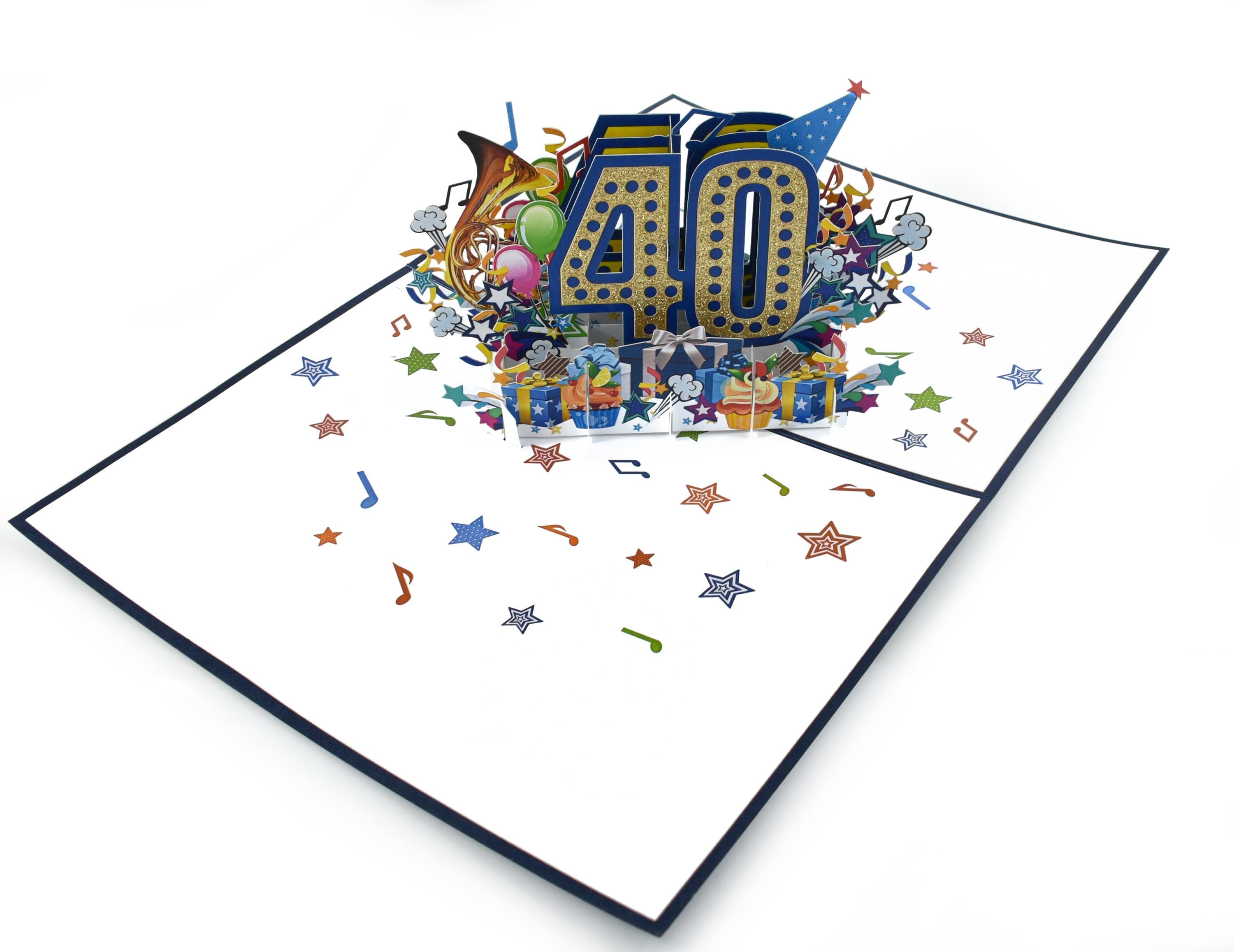 Happy 40th Birthday Pop up Card (blue) - Etsy Australia