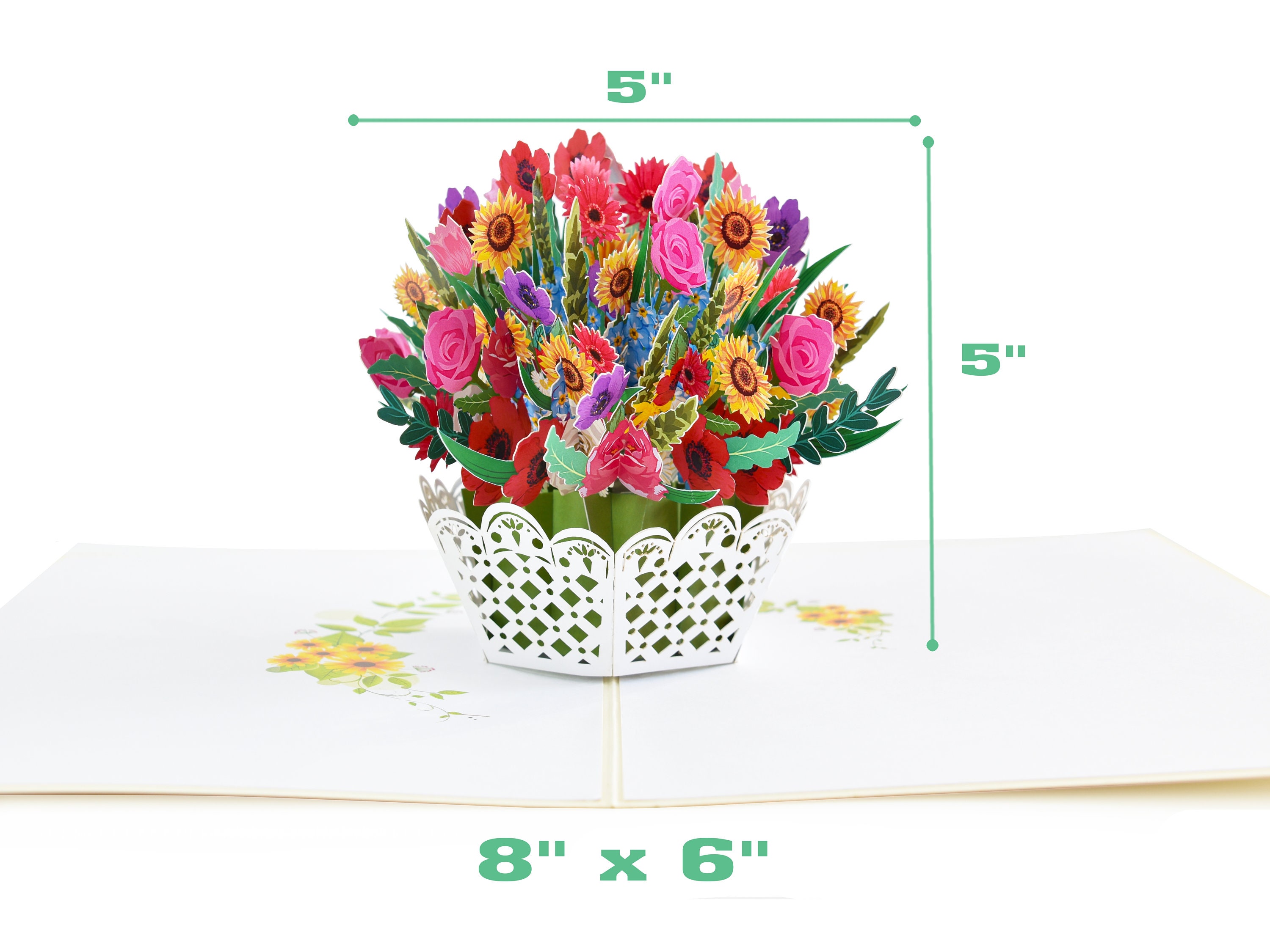 Mixed Flower Basket 3D Pop up Birthday Card, Mother's Day Card ...