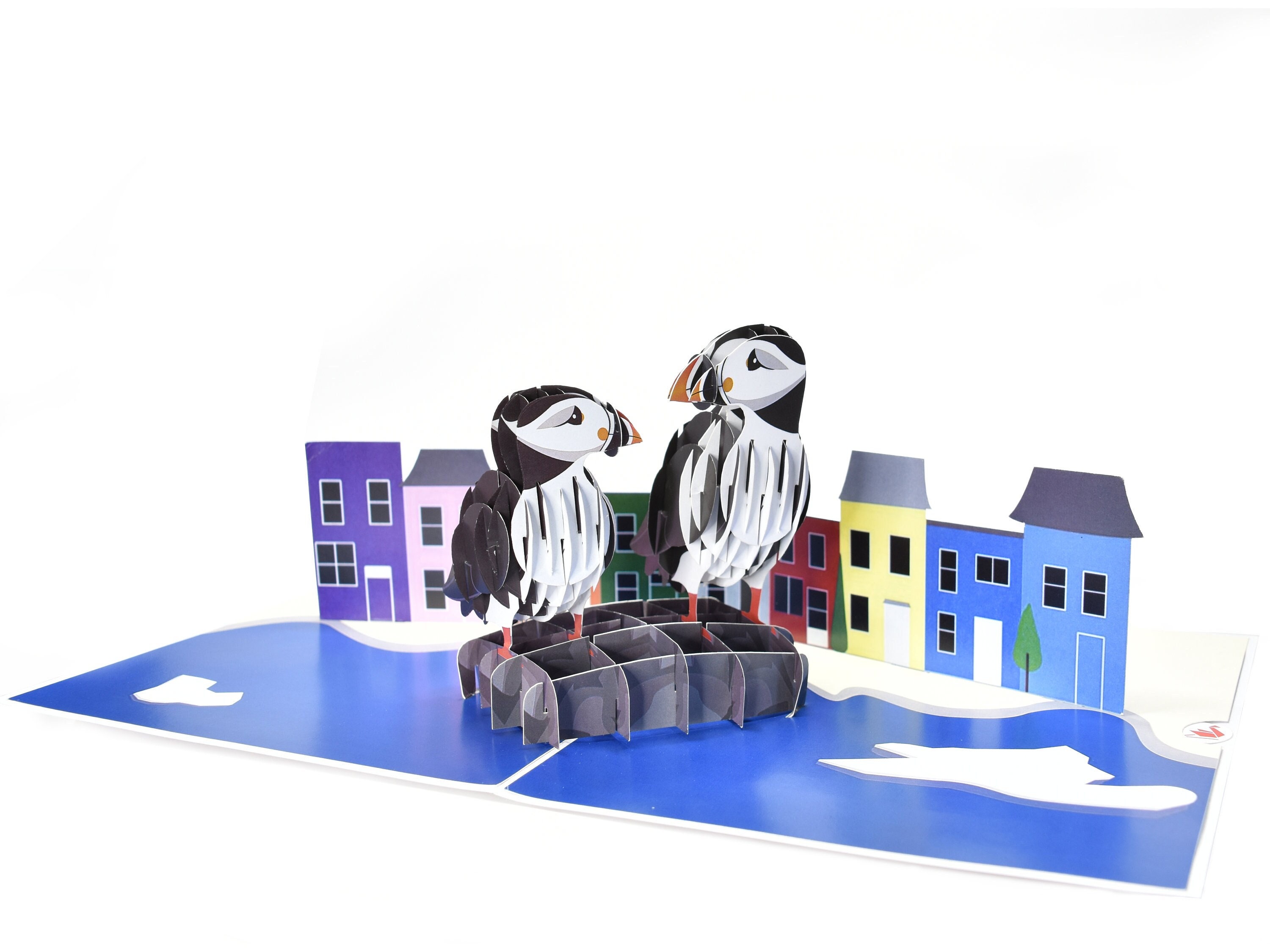 Puffin Couple 3D Pop Up Birthday Card, Valentines Day Card, Anniversary Card, Love Card