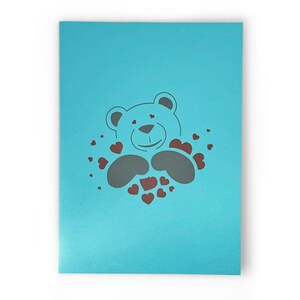 Teddy Bear Hugging Hearts Pop up 3D Birthday Card, Anniversary Card ...