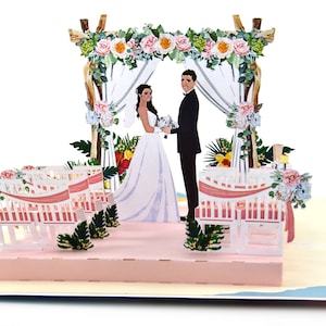 Carte pop-up de mariage sur la plage
