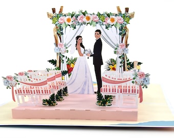 Beach Wedding Pop Up Card, Newly-Weds Congratulations Card, Anniversary Card