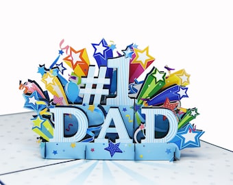 No 1 Dad Pop Up Card, Father&#39;s Birthday Card, Father&#39;s Day Card