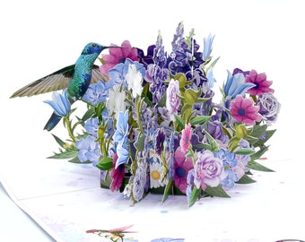 Floral Symphony: A Hummingbird Pop-Up Greeting Card, Birthday Card, Mothers Day Card, All Occasions