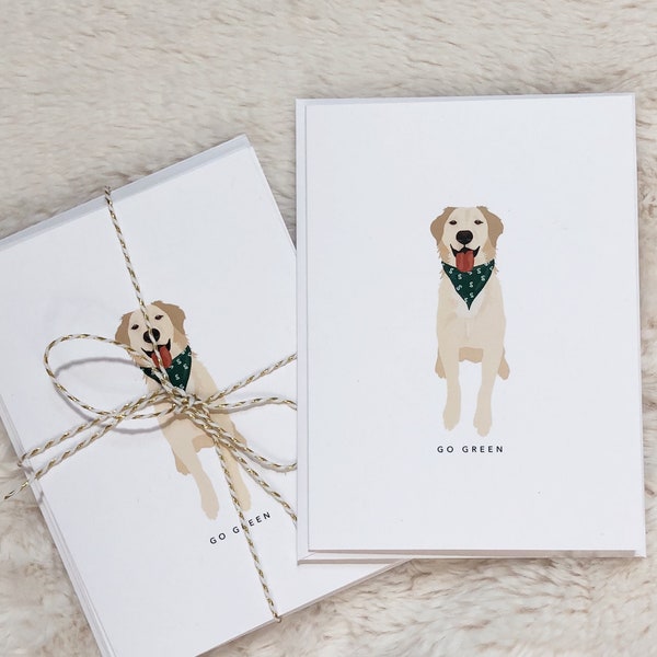 Michigan State U Pup Greeting Cards AND 5 Card Sets | College Stationery | 4.25 x 5.5" Blank Minimalist Stationery | Dog Bandana Card