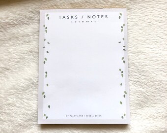 Minimalistic A6 Houseplant Notepad | "Plants and I Need a Drink" Writing Pad | 4 x 5.5" 50 Sheet Desk Stationery Gift | Acid-Free Paper