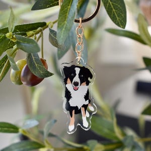 Double-Sided Aussie Dog Keychain | Gold Plated, Waterproof | Black Tri Australian Shepherd Acrylic Keychain
