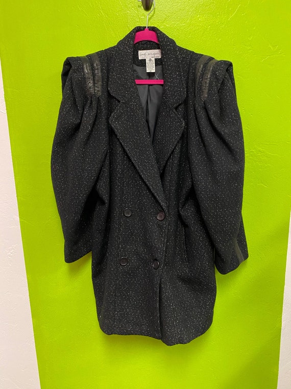 Vintage David Benjamin Wool Leather Coat 90's Big