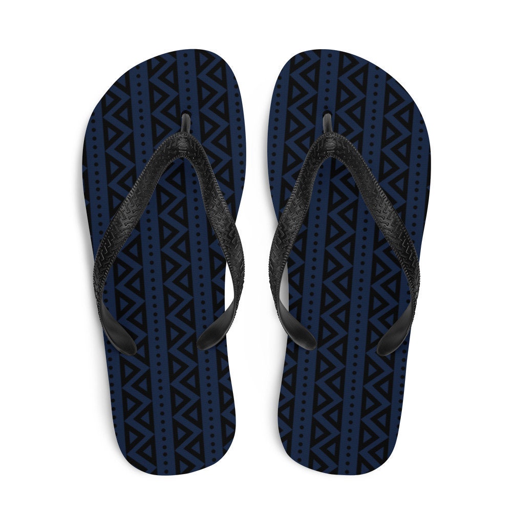 Royal Blue Flip-flops African Print Ethnic Sandals | Etsy