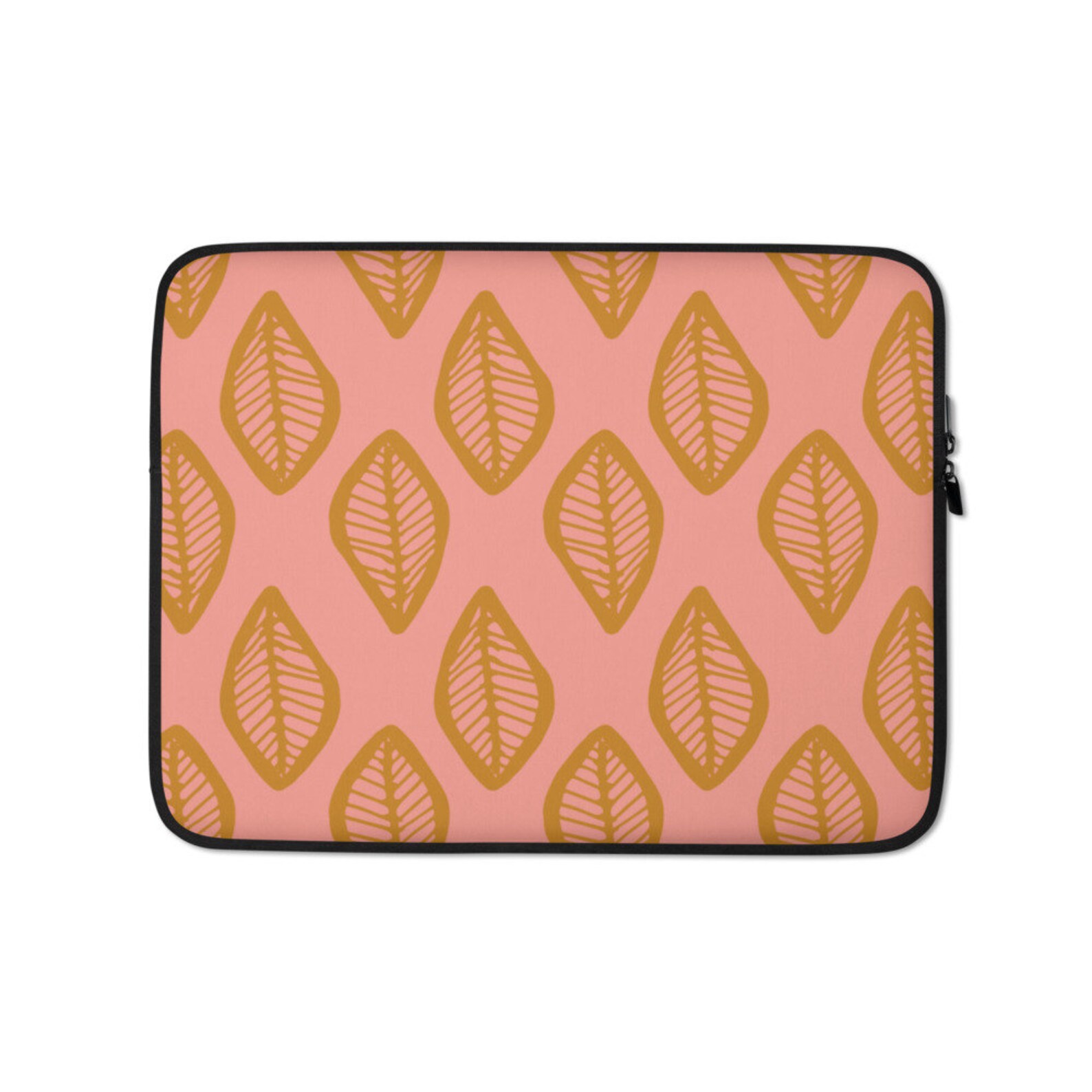 Laptop Sleeve Pink and Gold Laptop Bag Leaf Print Laptop Etsy