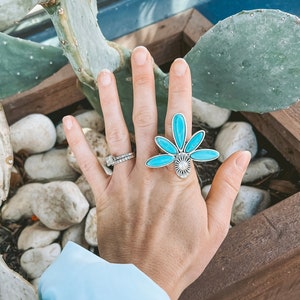 Wild Flower Turquoise Ring, Turquoise Jewelry, Western Gift, Cowgirl Gift, Western Fashion, Western Accessories, Western Jewelry, Rings