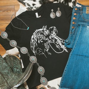 Cinched Up Designs Untamed Cowgirl Western Shirt, Horse Shirt, Cowgirl Shirt, Christmas Gift, Cowgirl Gift, Horse Lover Gift, Western Gift