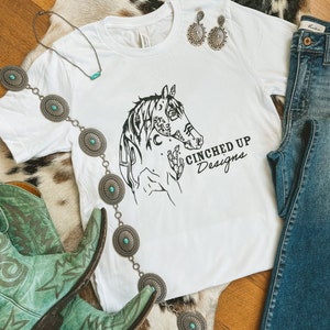 Cinched Up Designs Untamed Cowgirl Logo Tee, Cowgirl Shirt, Western Tee, Horse Gift, Horse Lover Shirt, Western Gift, Cowgirl Gift