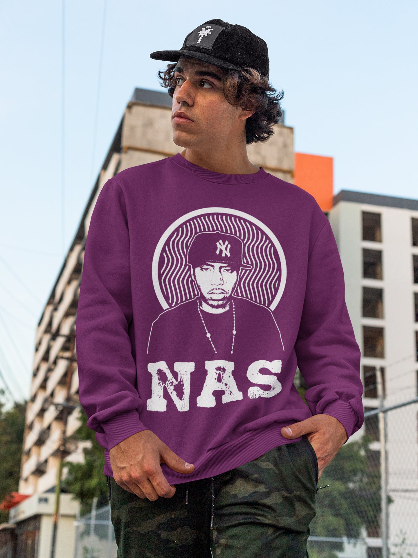 Nas Old School Hip Hop Clothing New York Rapper Sweatshirt Rap Etsy 日本