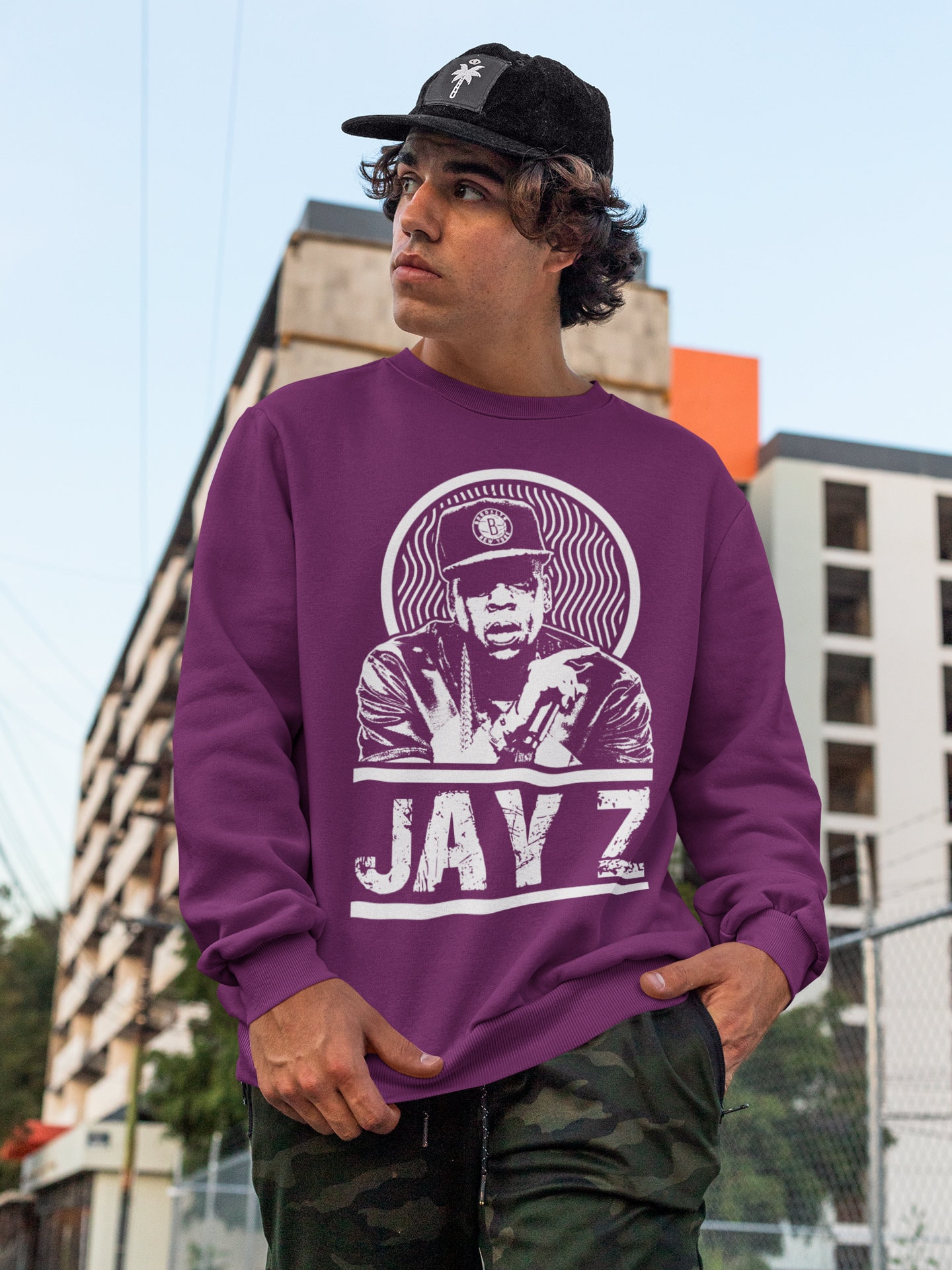 Jay Z Hip Hop Sweatshirt Rapper Clothing Old School Rap Long Sleeve Sweatshirt sold by KaiWen SKU 451477 Printerval UK